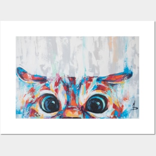 Conceptual abstract painting of a cat's muzzle peeking out from below. Posters and Art